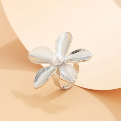 Chic Irregular Water Drop Floral Open Ring