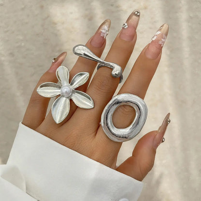 Chic Irregular Water Drop Floral Open Ring