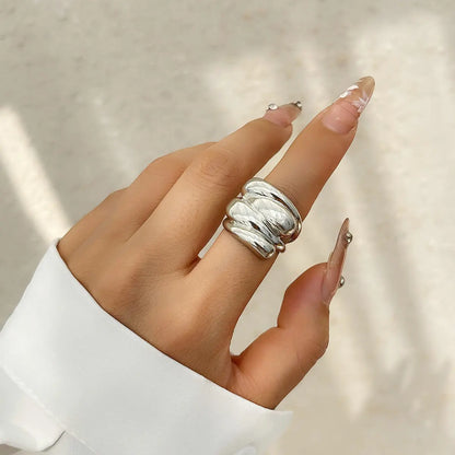 Chic Irregular Water Drop Floral Open Ring