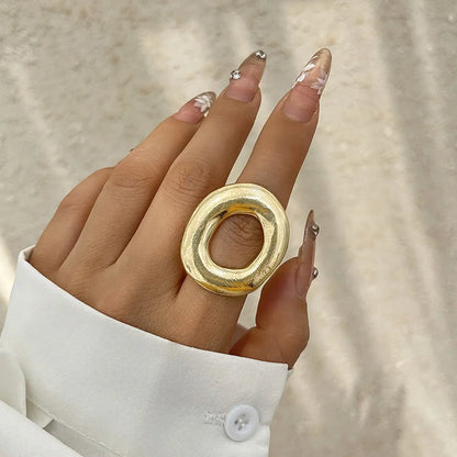 Chic Irregular Water Drop Floral Open Ring