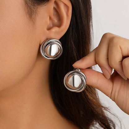 Trendy Geometric Hoop Earrings Irregular Metal Water Drop Studs