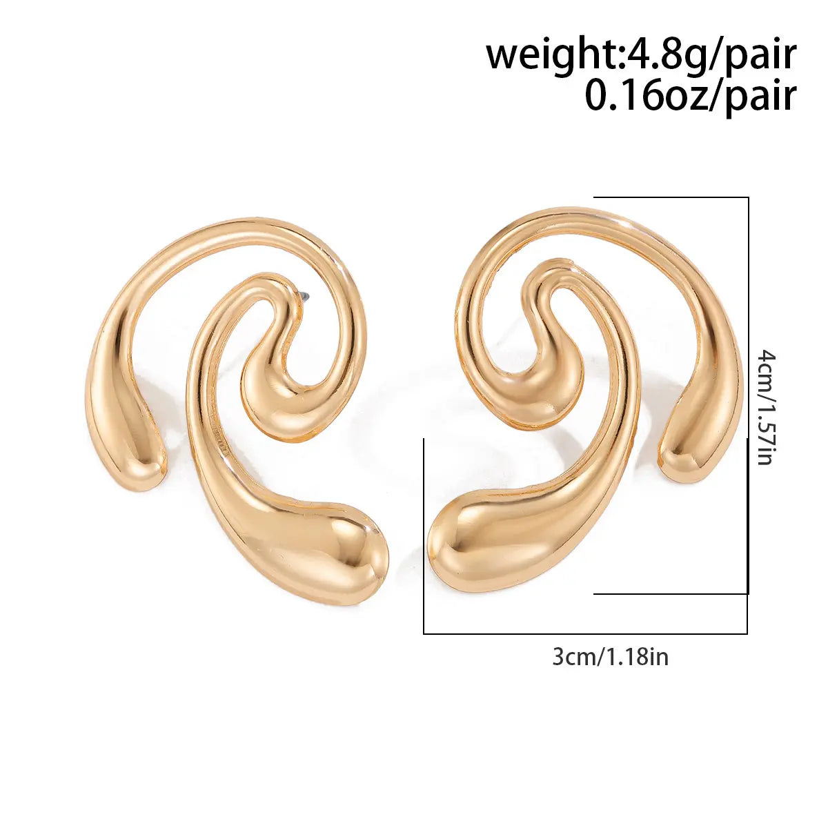 Trendy Geometric Hoop Earrings Irregular Metal Water Drop Studs