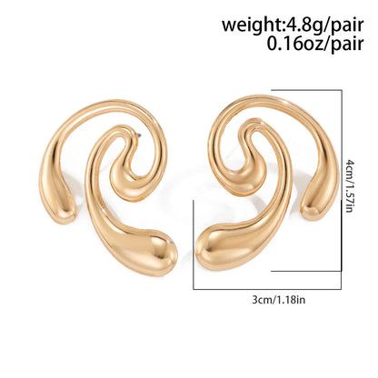 Trendy Geometric Hoop Earrings Irregular Metal Water Drop Studs