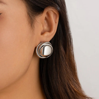 Trendy Geometric Hoop Earrings Irregular Metal Water Drop Studs